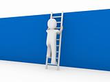 3d human ladder wall blue