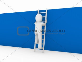 3d human ladder wall blue