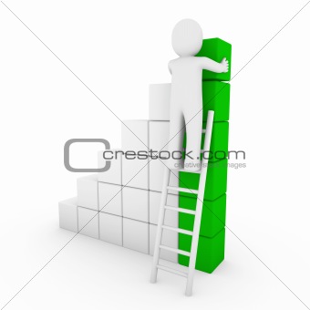 3d human cube ladder green