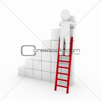 3d human cube ladder red 