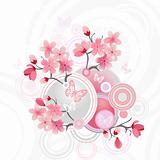  Japanese cherry blossom, vector illustration