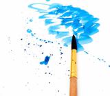 brush with blue paint stroke