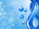 Abstract blue background with Christmas balls 