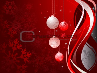 Abstract red background with Christmas balls 