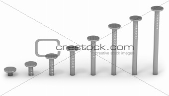 Graph showing growth made of hammered nails