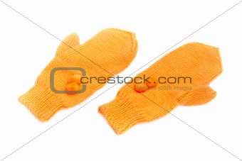 orange, mitten isolated on white background