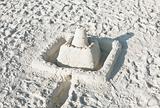 Sand castle on a sunny beach
