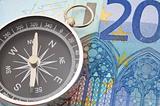euro money and compass