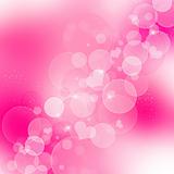 Pink abstract romantic background with hearts and sparkle