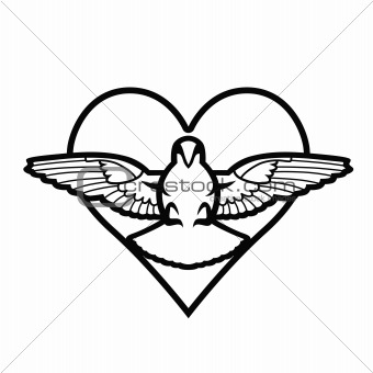 Dove, heart, tattoo