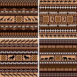 Four backgrounds with African motifs and animals