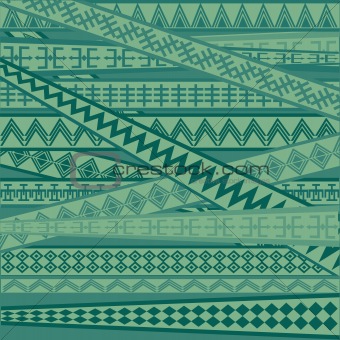 Green background with African geometric ornaments