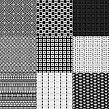 Set of nine black and white geometrical patterns