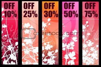 Floral spring red banners