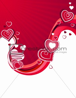 Red hearts on abstract background