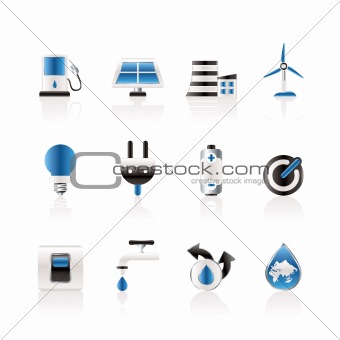 Ecology, power and energy icons
