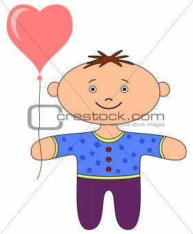 Ragdoll boy with heart balloon