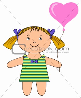 Ragdoll girl with heart balloon