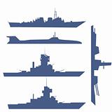 illustration with four ship silhouette collection