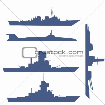 illustration with four ship silhouette collection