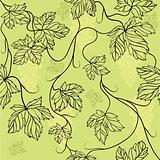 Seamless Wallpaper with floral ornament with leafs and grapes 