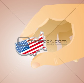 USA between my fingers
