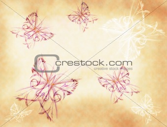 Background with the drawn elements similar to butterflies