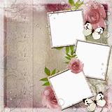 Vintage pink and green background with frames and  roses ( 1 of 