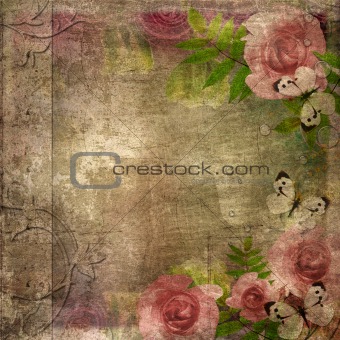 Vintage  album cover  with roses and space for text ( 1 of set)