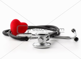 Stethoscope with heart on  white