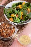 Spinach Salad with Pecans, Peaches and Dressing