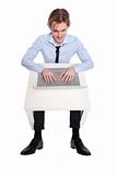 Young businessman, office worker or student with laptop