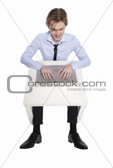 Young businessman, office worker or student with laptop