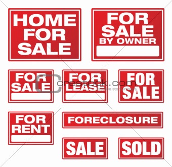 Various Real Estate and Business Signs.