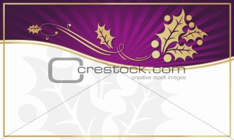 Purple and Gold Holly Adorned Gift Tag with Room for your own text.