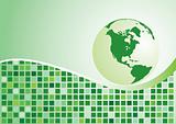 Abstract background. Green globe