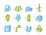 Ecology, power and energy icons -