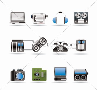electronics, media and technical equipment icons