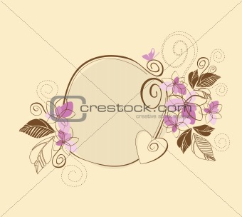 Cute pink and brown floral frame