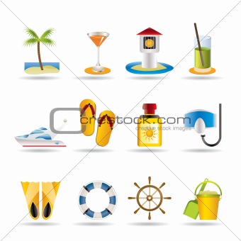 Sea, marine and holiday icons