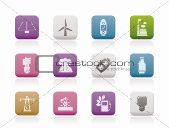 Power, energy and electricity icons