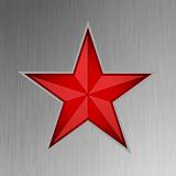 Red star on steel background. EPS 8