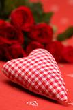 Chequered fabric heart and roses