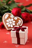 Gift, heart and roses