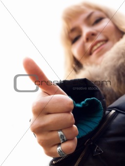 Young blonde girl smiling
