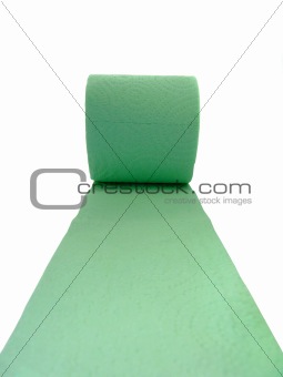 Green toilet paper isolated on white background 