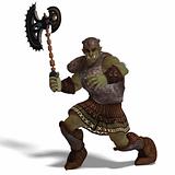 Male Fantasy Orc Barbarian with Giant Axe