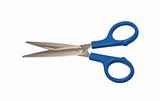 Blue scissors isolated on the white background