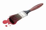 brush with red paint isolated on white