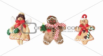 Homemade Gingerbread christmas cookies isolated on white